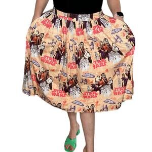 STAR WARS DISNEY‎ Patterned Midi Skirt Orange Pink Women's Size Large Universe
